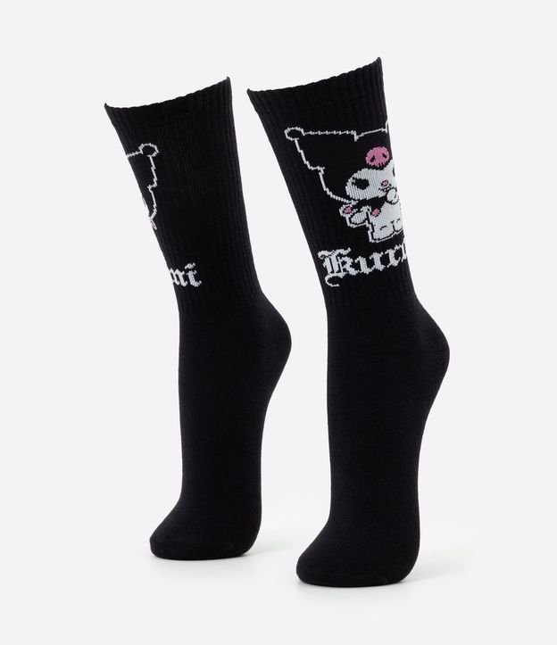 Media Caña Larga con Estampa de Kuromi de Hello Kitty
