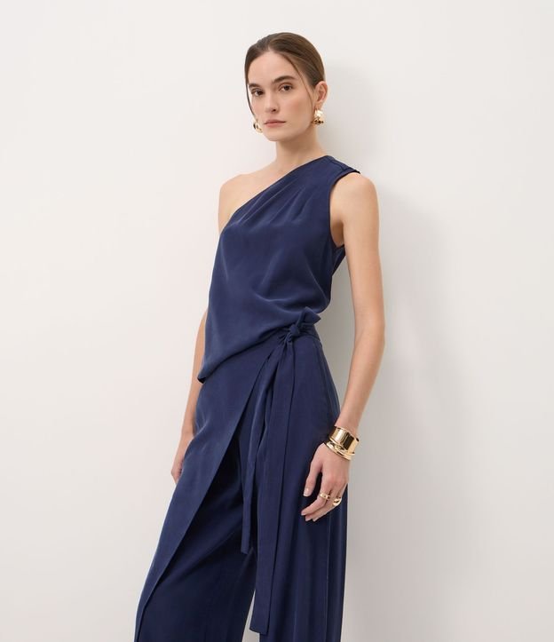 Pantalón Wide Leg en Viscosa con Traspase y Lazo Lateral 1