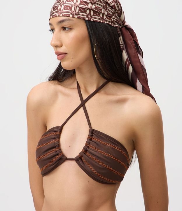 Bikini Top Bandeau con Copa Desmontable y Bordado 1