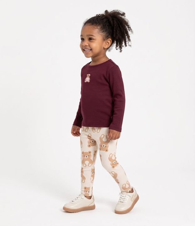 Blusa Infantil Slim con Bordado de Osito y Moñitas Laterales – Talle 1 a 6 años 2