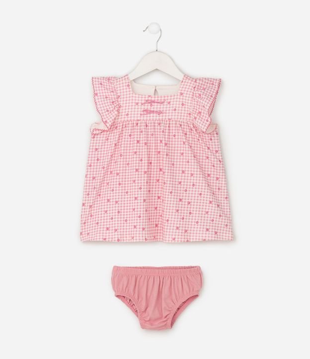 Vestido Infantil con Estampado de Frutillas y Bombacha - Talle 0 A 18 Meses 2