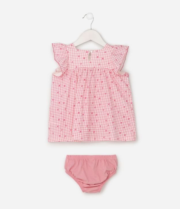 Vestido Infantil con Estampado de Frutillas y Bombacha - Talle 0 A 18 Meses 3