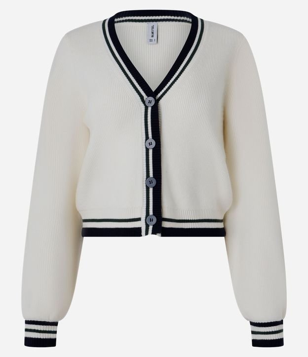 Cardigan en Punto con Detalles en Rayas Contrastantes 5