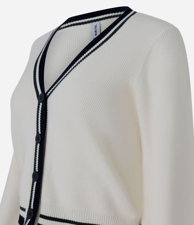 Cardigan en Punto con Detalles en Rayas Contrastantes 6