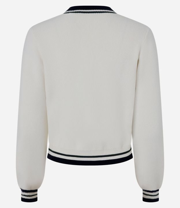 Cardigan en Punto con Detalles en Rayas Contrastantes 7