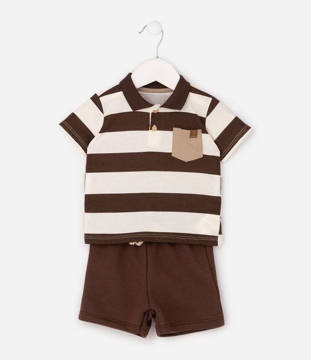 Conjunto Bebe en Algodón Listrado con Pequeño Bolsillo – Talle 0 a 18 Meses 2