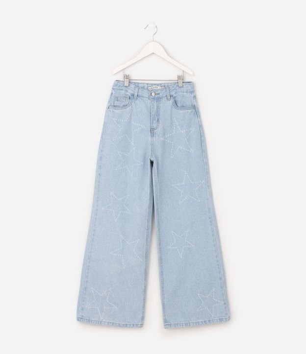 Pantalón Infantil Jeans Wide Leg con Estrellas - Talle 5 a 16 años 2