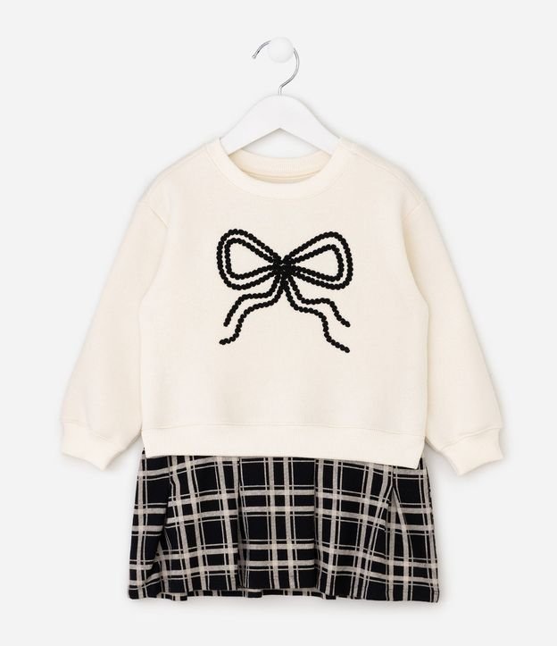 Vestido Infantil con Pollera de Cuadros y Aplicación de Lazo – Talle 1 a 6 años 2
