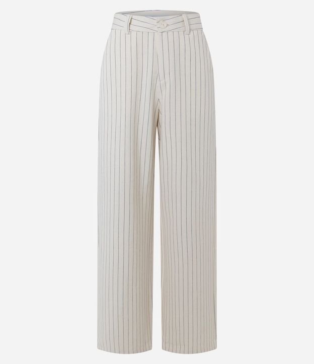 Pantalón Wide Leg con Cintura Alta y Estampado Rayada 5