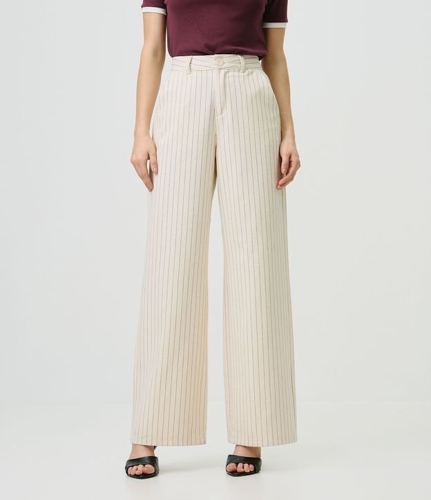 Pantalón Wide Leg con Cintura Alta y Estampado Rayada 2