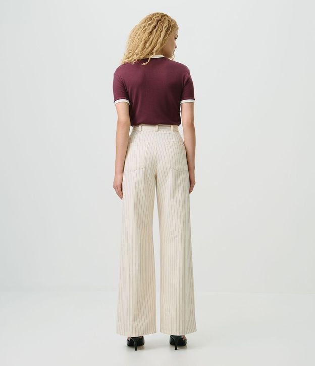 Pantalón Wide Leg con Cintura Alta y Estampado Rayada 4