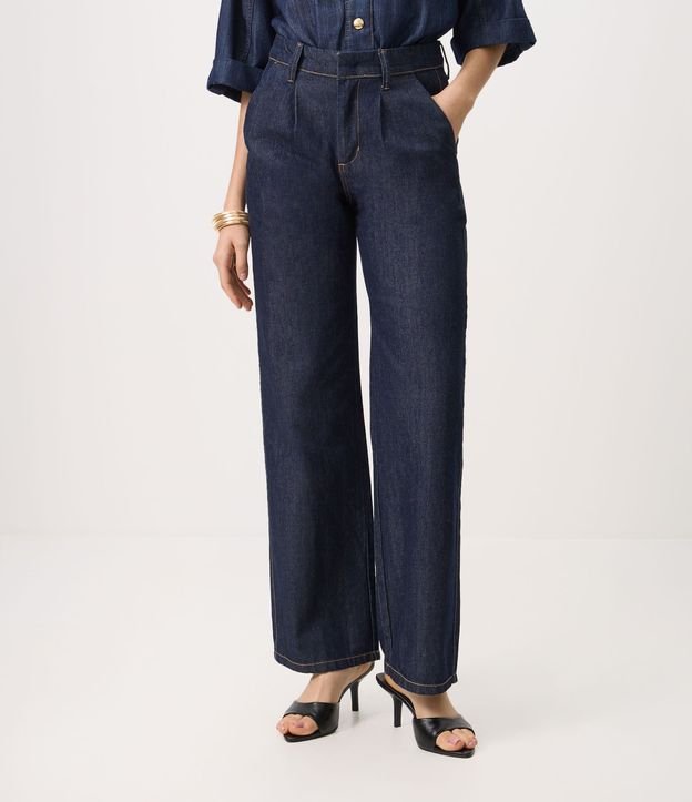Pantalón de Jean Recta Comfort Sastrería con Pliegues Delanteros 3