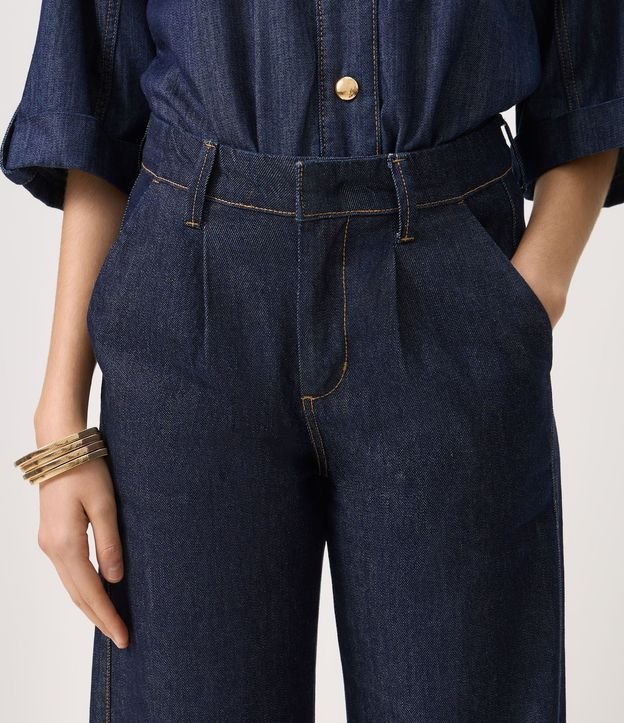 Pantalón de Jean Recta Comfort Sastrería con Pliegues Delanteros 4
