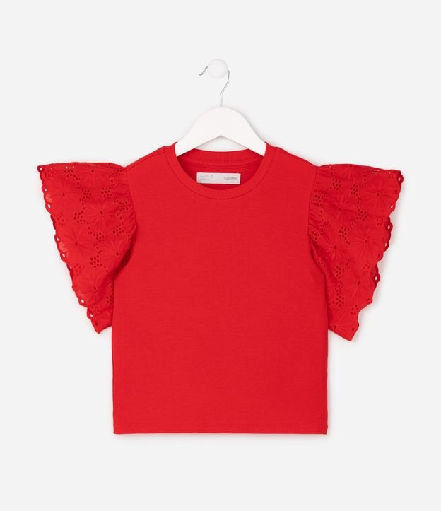 Remera Infantil con Manga en Bordado Inglés Talle 5 a 16 años 3