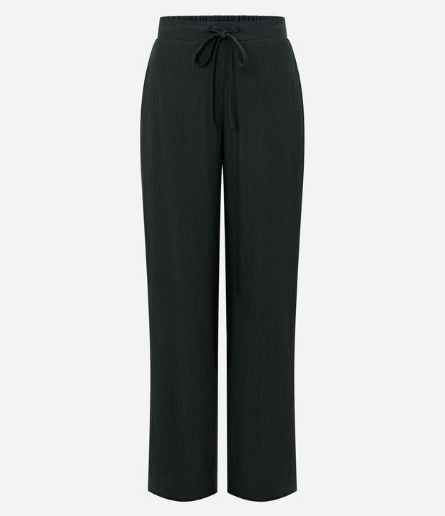 Pantalón Pantalona en Viscosa Texturizado con Lazo en la Cintura 5