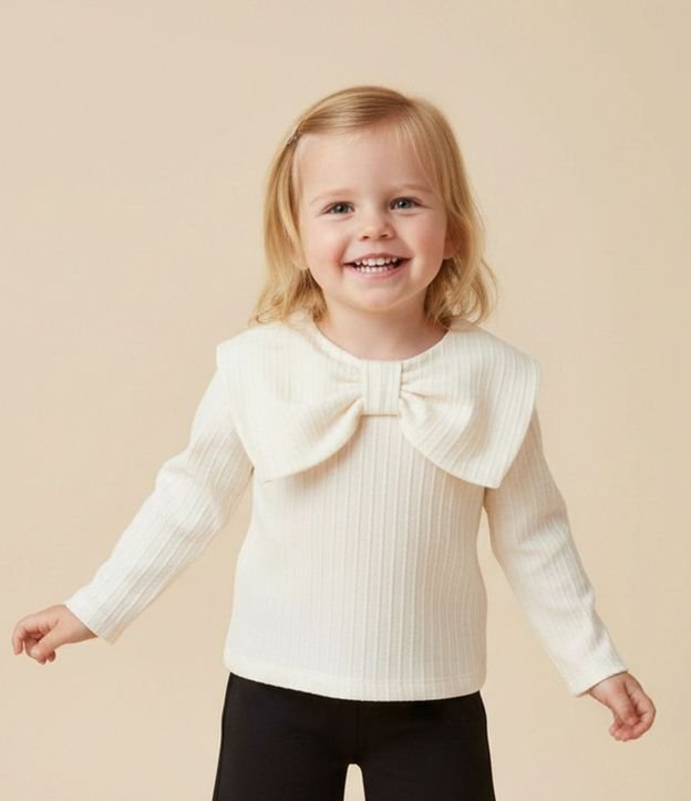Blusa Slim Infantil con Lazo Delantero Aplicado – Talle 1 a 6 años