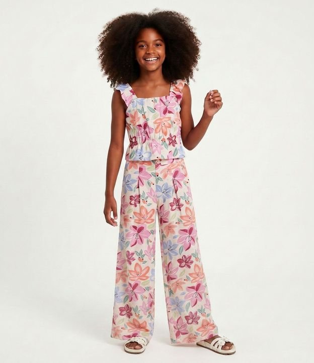 Blusa Infantil con Bretel Fino y Estampado Floral - Talle 5 a 14 años 1