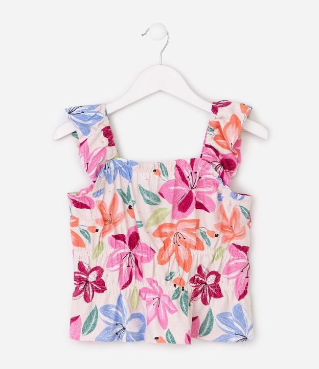 Blusa Infantil con Bretel Fino y Estampado Floral - Talle 5 a 14 años 2