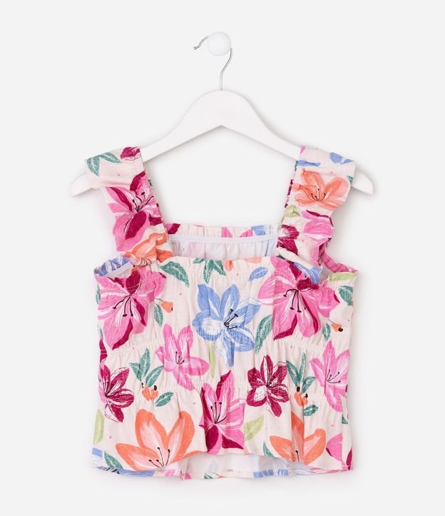 Blusa Infantil con Bretel Fino y Estampado Floral - Talle 5 a 14 años 3
