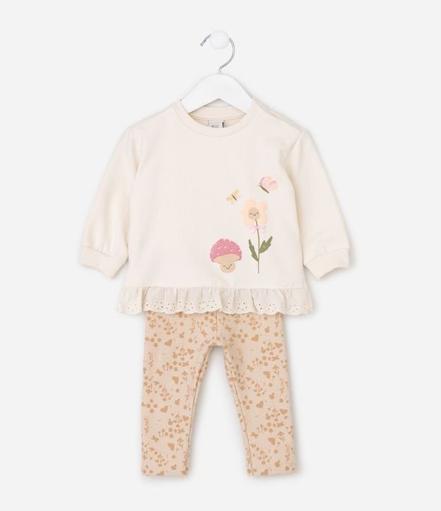 Conjunto Bebé con Estampa Floral con Hongos – Talle 0 a 18 Meses 2