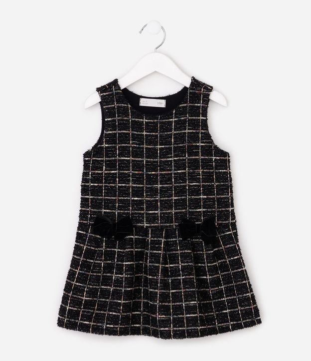 Vestido Evasê Infantil en Tweed con Moñitas Aplicados – Talle 1 a 6 años 2