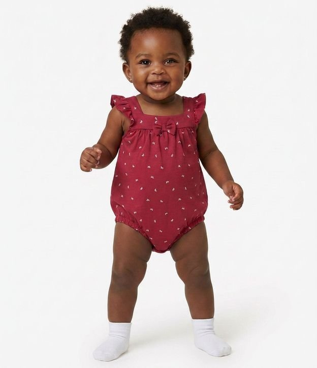 Mono Bebé en Cotton con Estampa de Moñitas - Talle 0 a 18 Meses