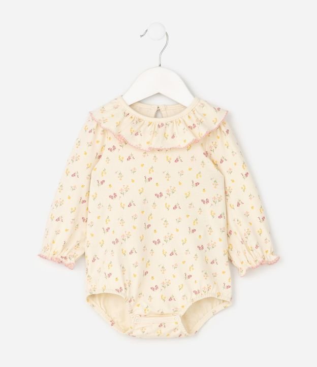 Body Infantil con Cuello Muñeca y Estampa Floral – Talle 0 a 18 Meses 2