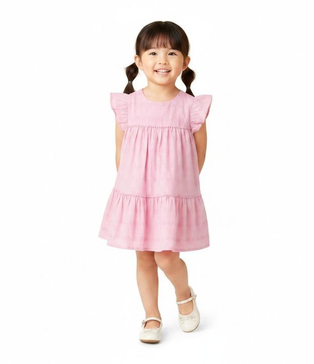 Vestido Evasê con Jacquard Corazones - Talle 1 a 6 años