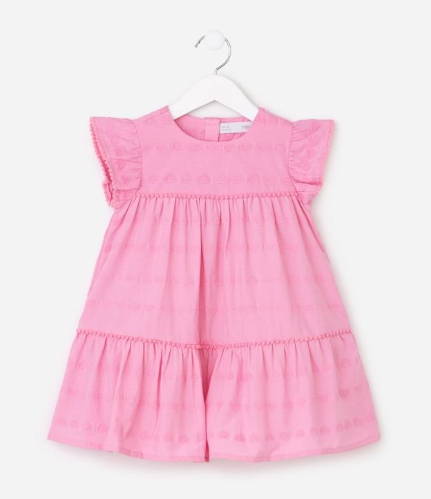 Vestido Evasê con Jacquard Corazones - Talle 1 a 6 años 2