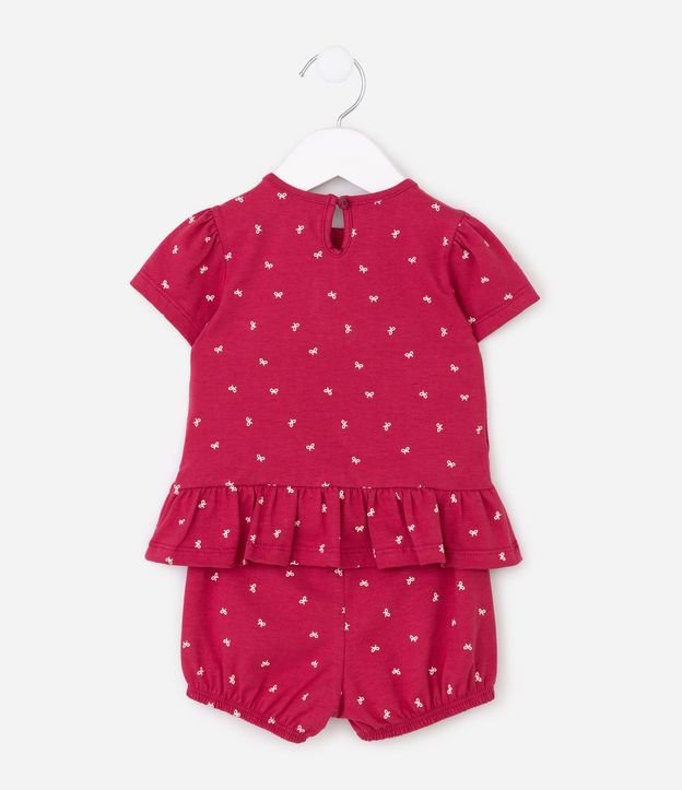 Conjunto en Algodón Bebé Bata y Short con Estampa de Moñitas - Talle 0 a 18 MESES 3