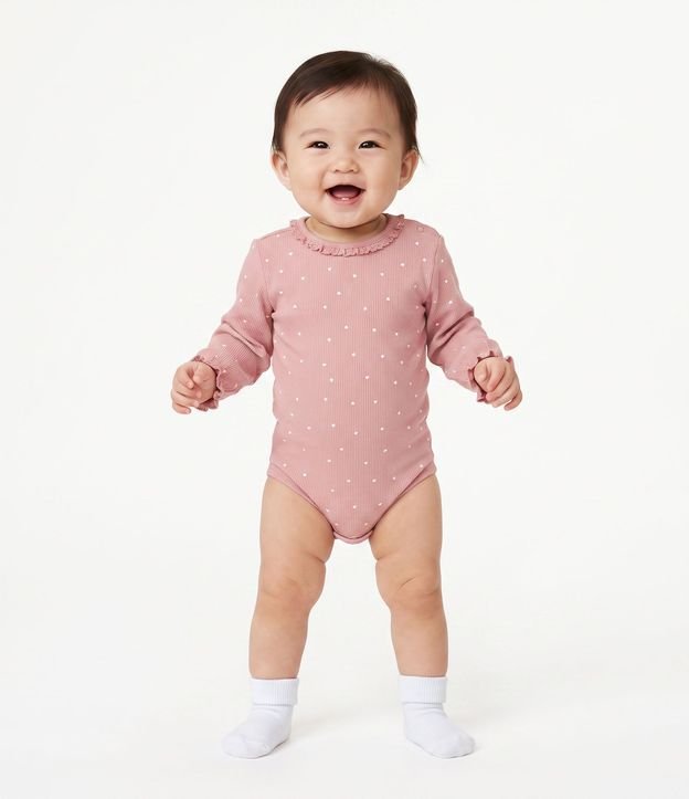Body Bebé en Rib con Estampa Mini Corazones - Talle 0 A 18 Meses 1