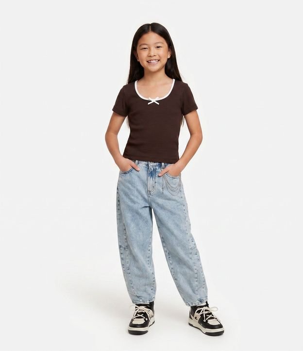 Remera Regular Infantil en Poliamida sin Costura con Lacito - Talle 5 a 16 años
