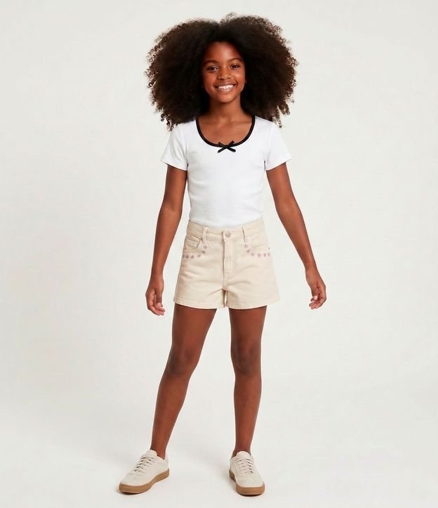 Remera Regular Infantil en Poliamida sin Costura con Lacito - Talle 5 a 16 años