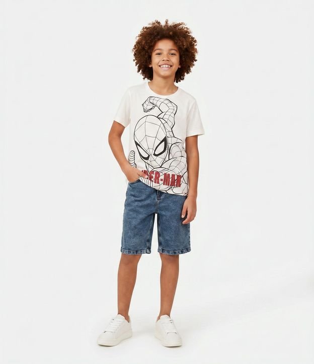 Remera en Algodón con Estampado Spider Man Outline - Talle 4 a 12 años
