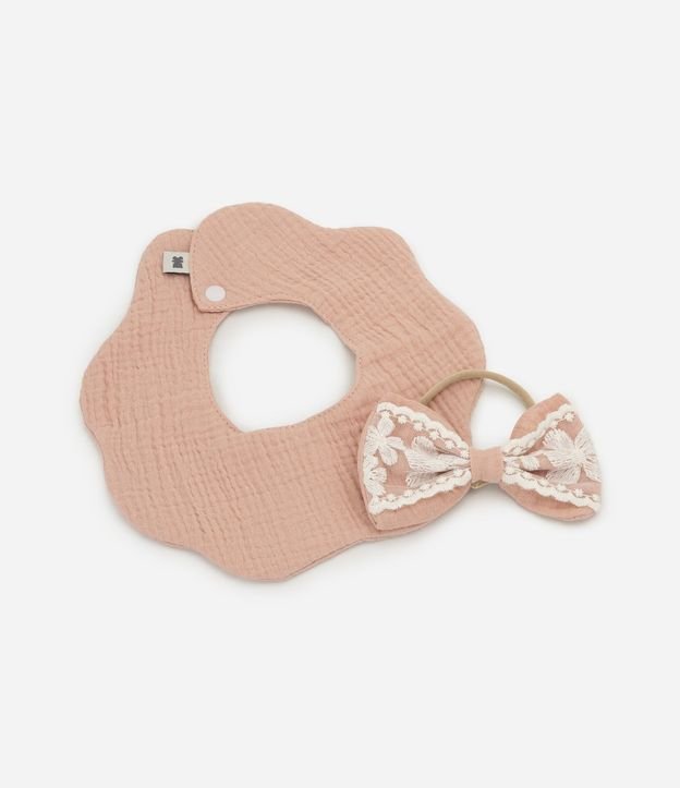 Kit Babero y Cinta para el Pelo Infantil  en Algodón - Talle único