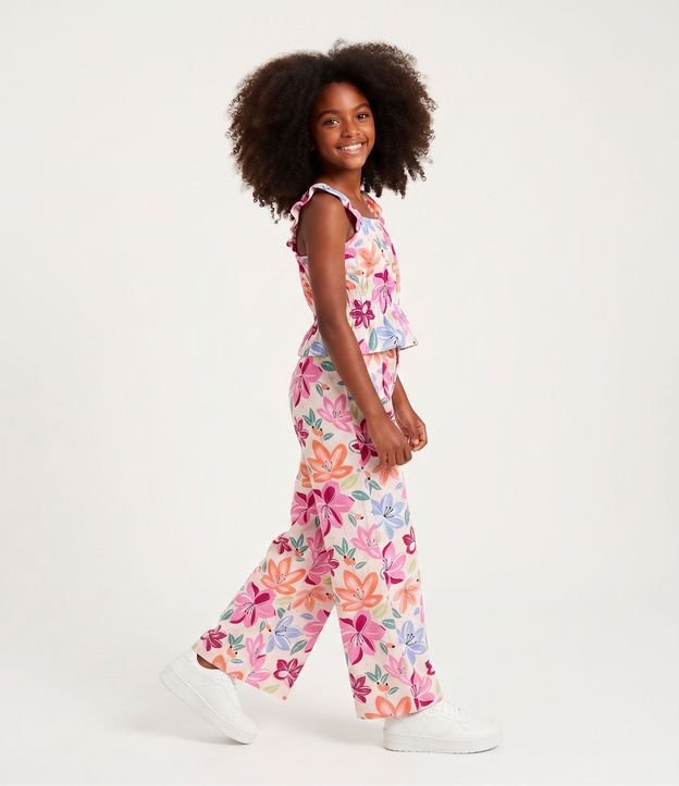 Pantalón Wide Leg Infantil con Estampado Floral - Talle 5 a 14 años 2