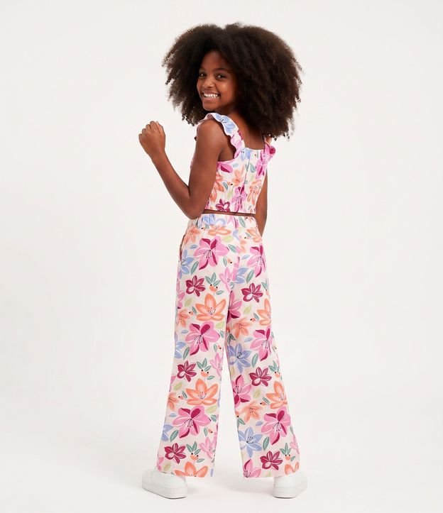 Pantalón Wide Leg Infantil con Estampado Floral - Talle 5 a 14 años 3