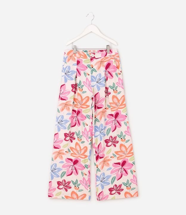 Pantalón Wide Leg Infantil con Estampado Floral - Talle 5 a 14 años 7