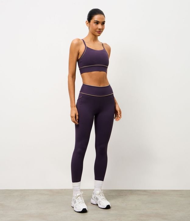 Pantalón Legging Deportiva en Microfibra con Bolsillo y Friso Contrastante