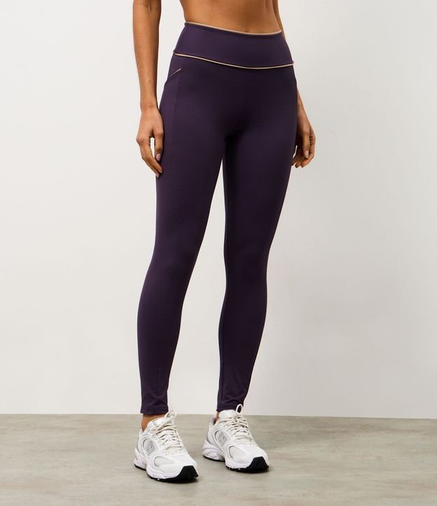 Pantalón Legging Deportiva en Microfibra con Bolsillo y Friso Contrastante 2
