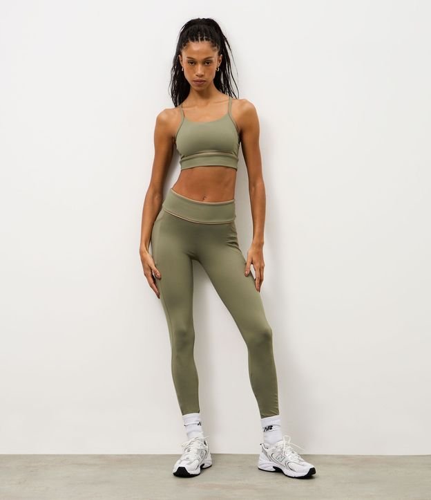 Pantalón Legging Deportiva en Microfibra con Bolsillo y Friso Contrastante