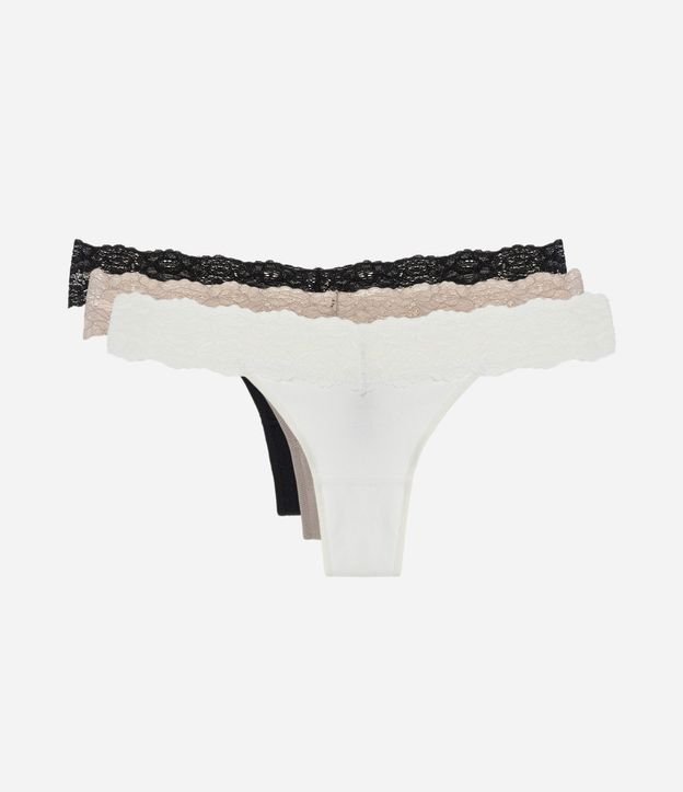 Kit 03 Bombachas Bikini Hilo con Cintura de Encaje