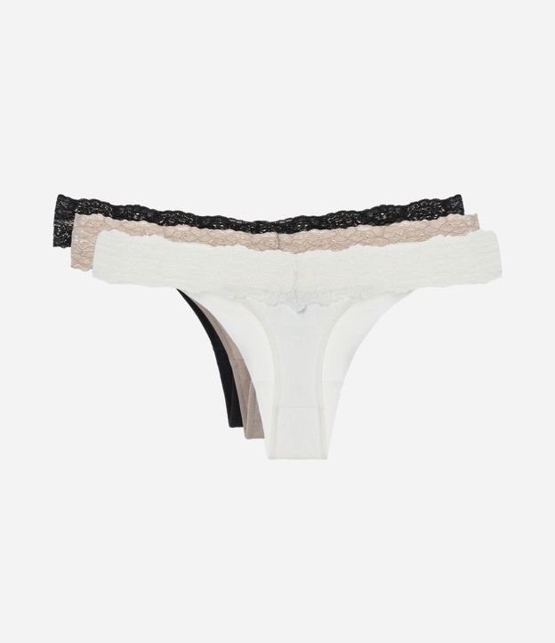 Kit 03 Bombachas Bikini Hilo con Cintura de Encaje 2