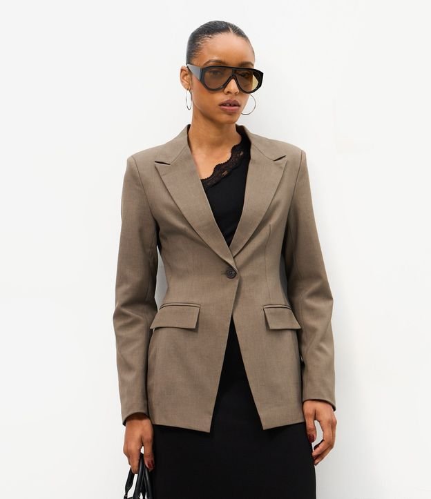 Blazer Sastre Ajustado con Abotonado Único