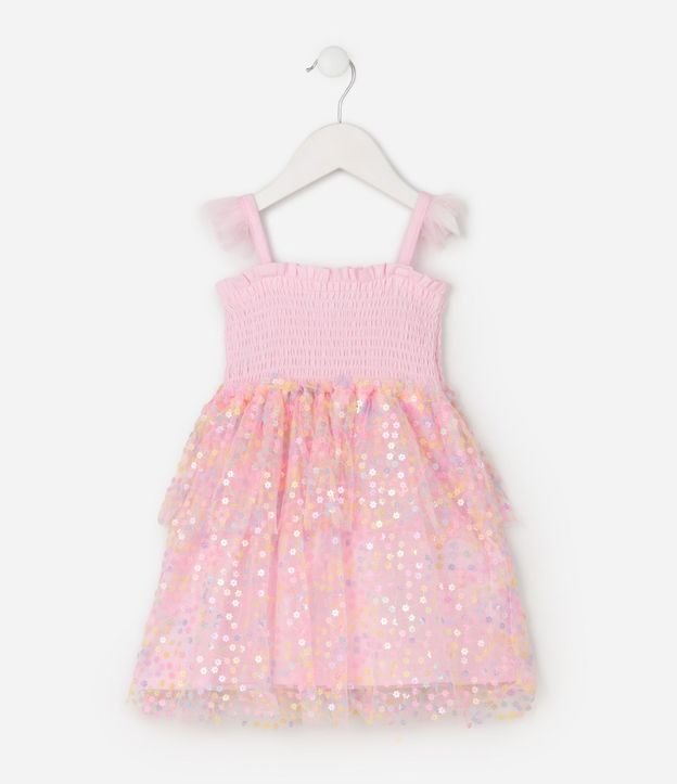 Vestido Infantil con Pollera de Tule con Lentejuela  - Tam1 a 6 años 3