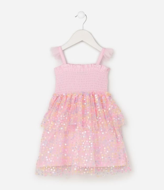 Vestido Infantil con Pollera de Tule con Lentejuela  - Tam1 a 6 años 4