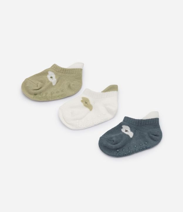 Kit 03 Medias Infantiles con Carita de Animalito - Talle 0 a 12 meses