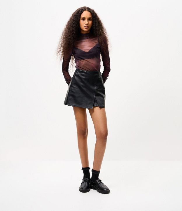 Blusa en Tule con Manga Larga Raglán y Estampa Manchada 2