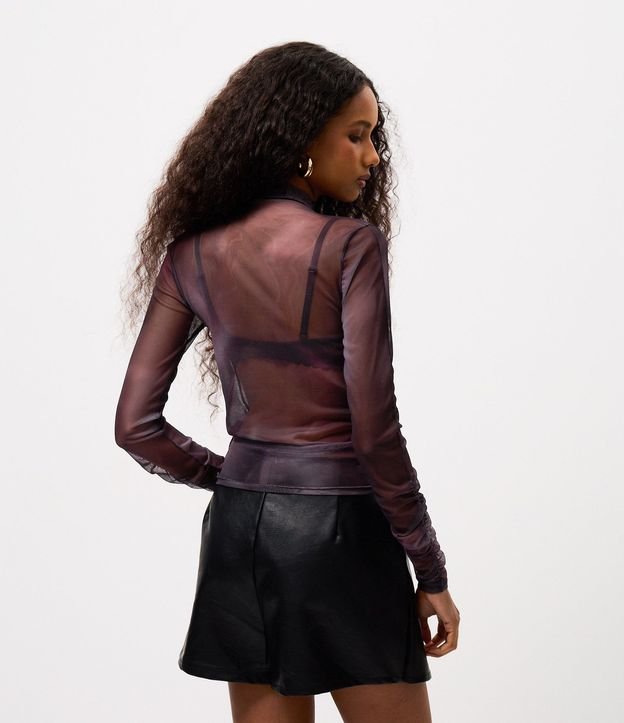 Blusa en Tule con Manga Larga Raglán y Estampa Manchada 4
