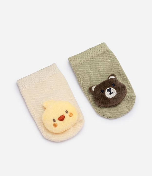 Kit Medias Bebé Teddy Boom Caña Corta Interativas con Aplique de Animalitos - Talle 0 a 12 Meses